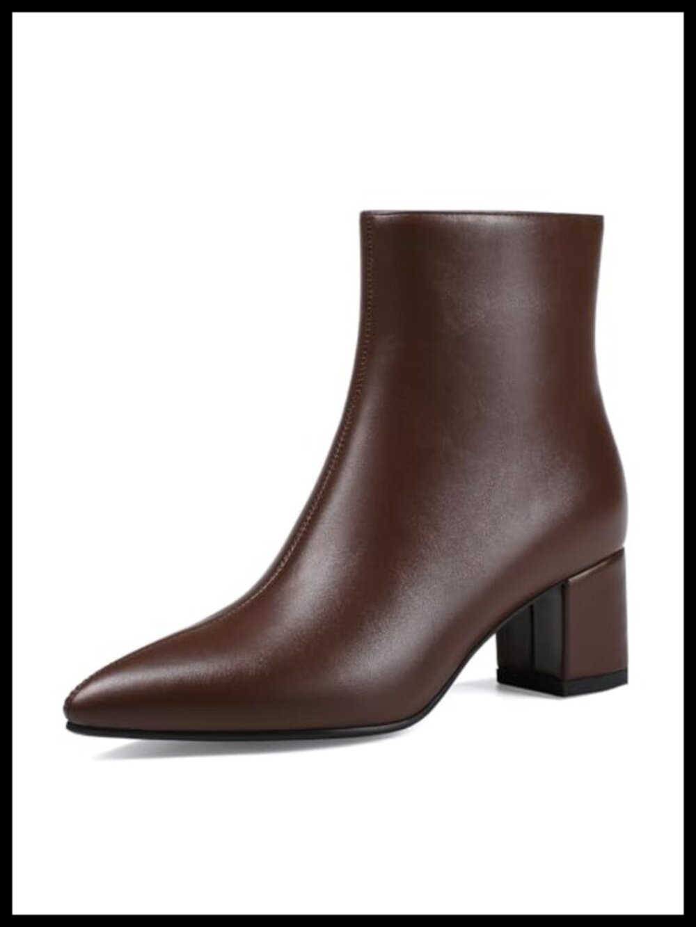 Pointed Toe Ankle Booties Chunky Block Low Heel Zip Water Resistant